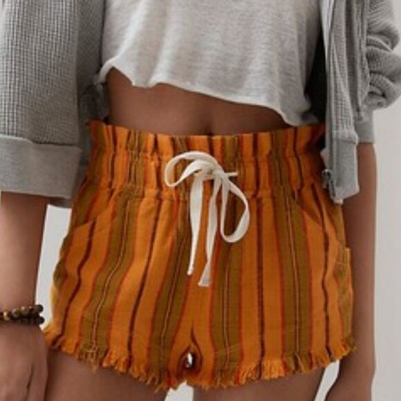 NEW 2X URBAN OUTFITTERS BDG PAPER BAG WAIST FRANKIE ORANGE SHORTS XXXL NWT - Picture 1 of 3